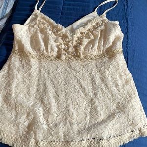 Venus - off white lace pearl top